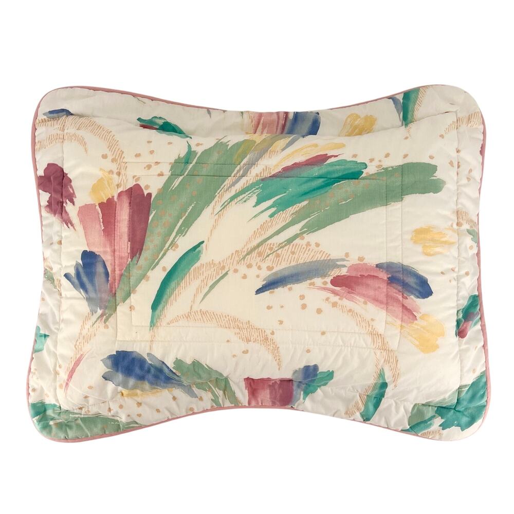 80s Croscill Riviera Pillow Sham 1980s Vintage Abstract Watercolor Floral